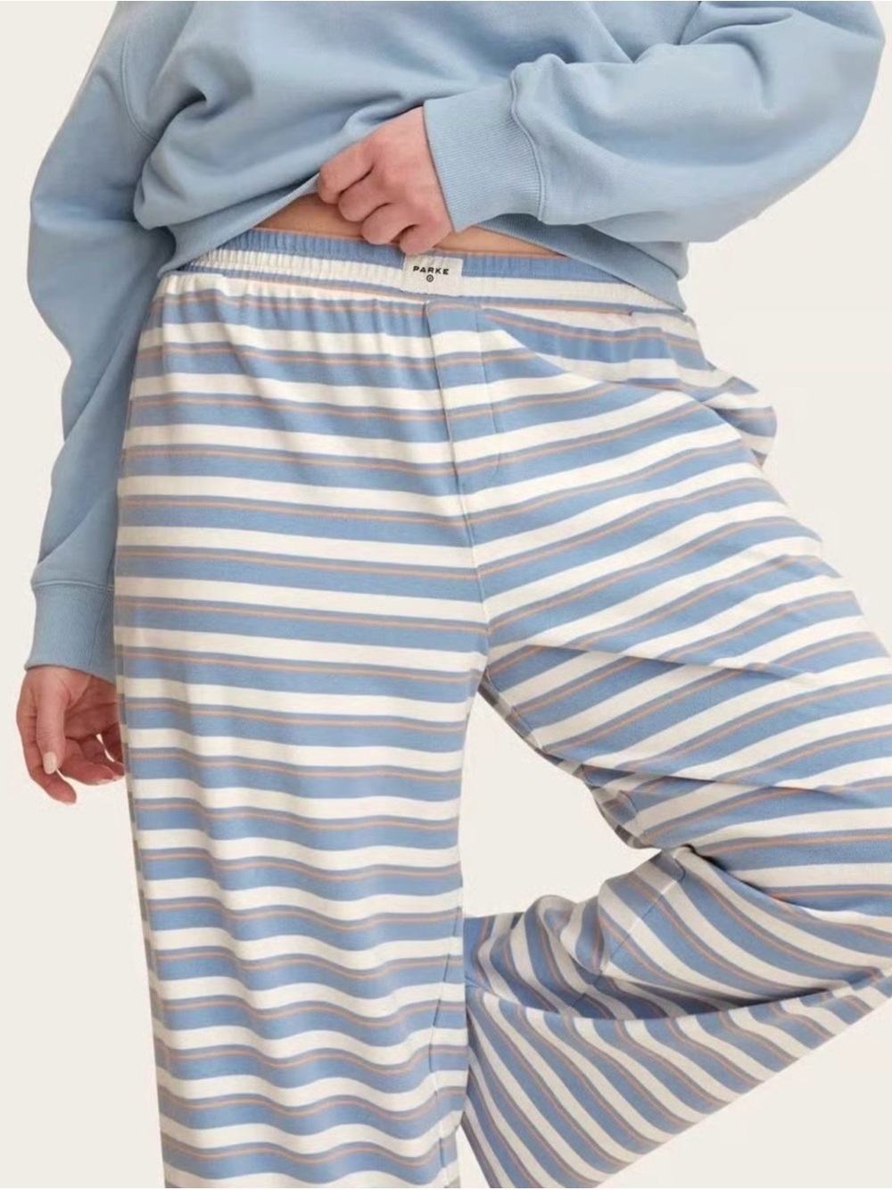 PARKE X Target - Knit Pull-On Lounge Pants - Light Blue/Orange/White Stripe